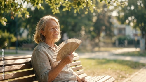 Senior Woman Resting Outdoors – Heatwave Health Risk