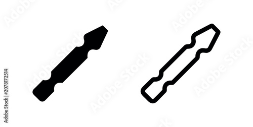 Foto Drill bit or specialized screwdriver insert icon, solid and outline vector
