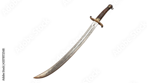 Tableau sur toile Classic medieval metallic iron katana or saber sword weapon isolated on transpar