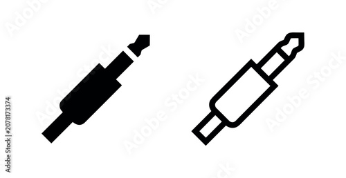Εκτύπωση καμβά Audio jack or headphone connector icon in black glyph and outline styles