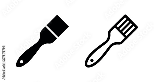 Vászonkép Paint brush and basting brush icon, kitchen and art tools symbol