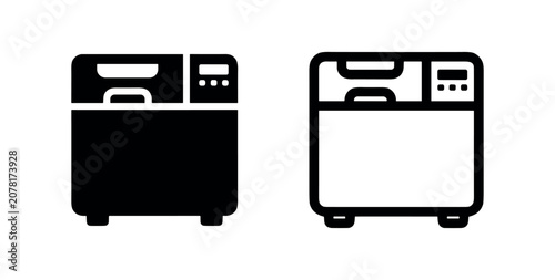 Quadro su tela Modern dishwasher kitchen appliance icon set, in solid and outline versions, with control panel detail