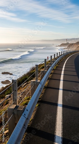Coastal Road with Ocean View and Safety Barrier.