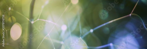 Green technology network integrated into natural plant environment with soft atmospheric light