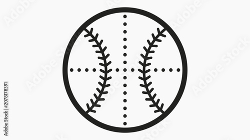 Bold black and white baseball line art icon.