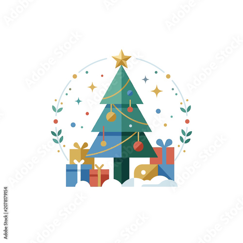 The Image Is An Illustration Of A Christmas Tree In The Shape Of A Snow