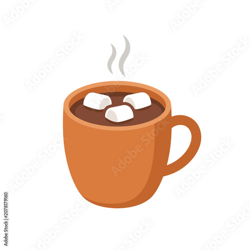 The Image Is An Illustration Of A Cup Of Hot Chocolate The Cup Is Orange