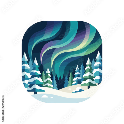 The Image Is An Illustration Of A Snowy Landscape With Trees The Trees Are
