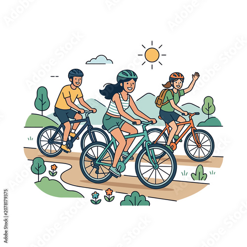 The Image Shows Three People Riding Bicycles On A Path In A Park The Path
