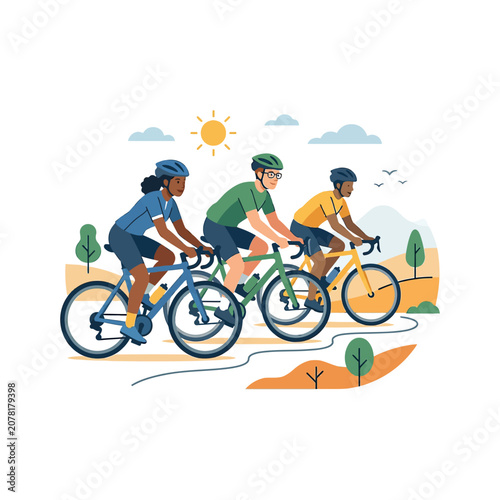 The Image Shows Three People Riding Bicycles On A Road They Are All