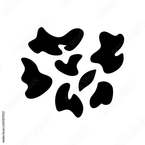 Abstract organic black blot shapes vector graphic with abstract silhouette isolated creative minimalist geometry background irregular splatter composition collection