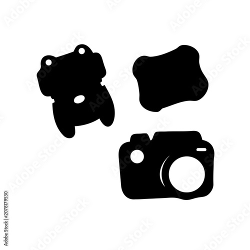 Camera and abstract graphic elements silhouette icons with photography silhouette abstract isolated creative technology minimalist illustration collection geometry equipment snapshot