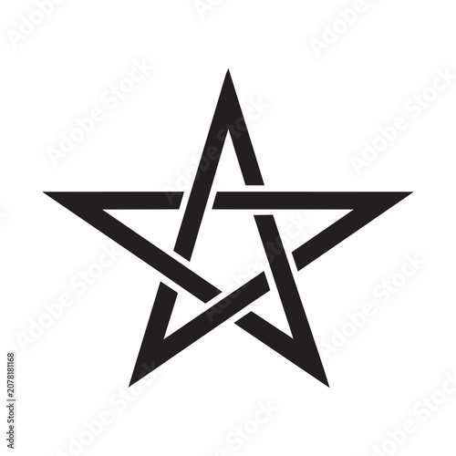 Black pentagram star symbol with geometric line style