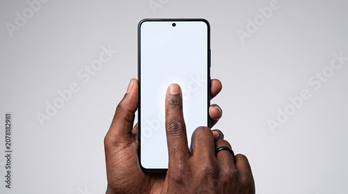 Smartphone, blank screen, hand holding phone, mobile device, technology