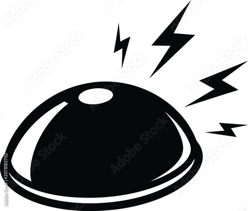 Silhouette vector alarm button with lightning symbols for warning design