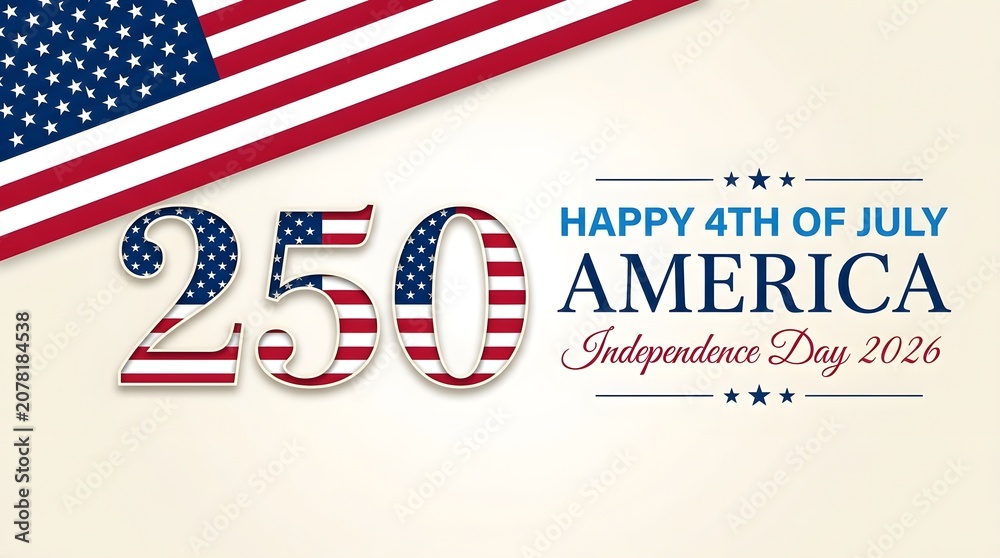 Obraz premium Happy 250th Independence Day America 2026 Celebration with US Flag