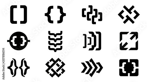 Tableau sur toile Programming Brackets Icons Set: Code Symbols, Syntax Elements, Logic Operators