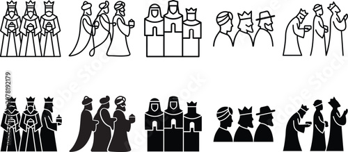 Fotografie Three Wise Men Icon Collection for Christmas Branding, Church Education, and Hol