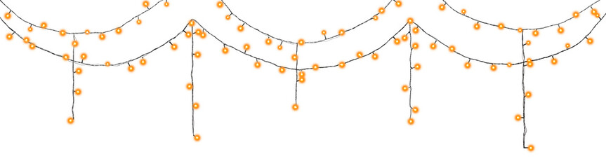Glowing fairy lights on transparent background, png