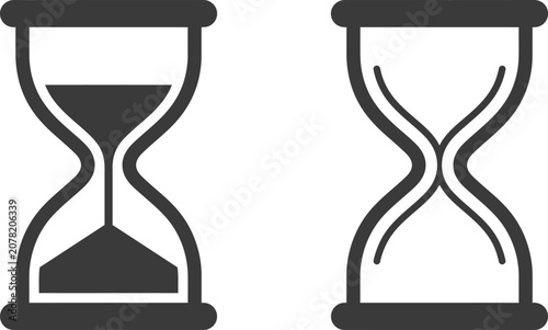 Fotografía Two hourglasses with different sand patterns symbolizing