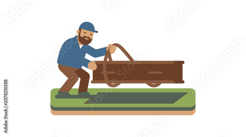 Cuadro en lienzo Man carrying coffin, funeral service, pallbearer, burial, death, grief, solemn e