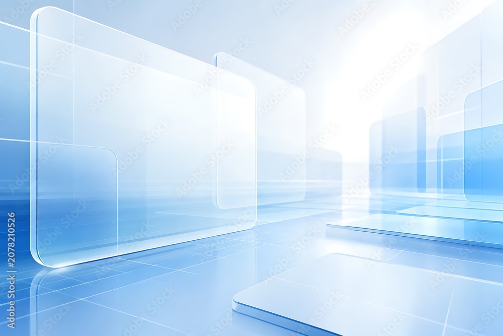 Fototapeta premium Blue White Technology Glass Panel Background