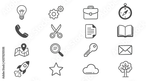 Tableau sur toile General business and lifestyle outline icon collection.