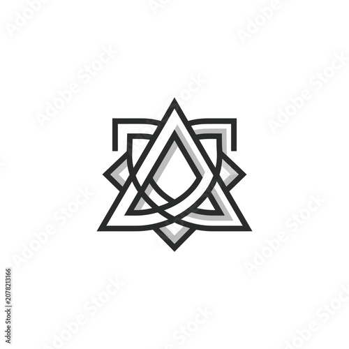 Interlaced geometric triangle and square abstract emblem.