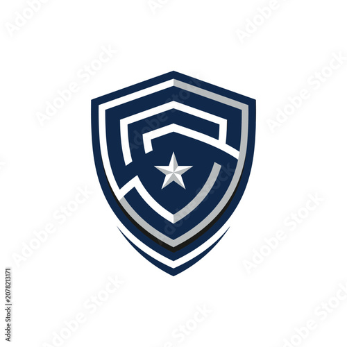 Maze patterned shield with star emblem.