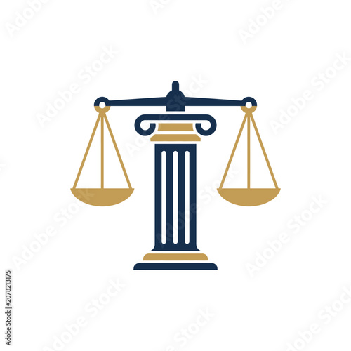 Scales of justice atop a classical greek column.