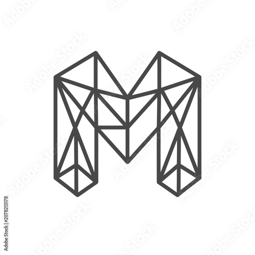 Geometric wireframe letter M logo