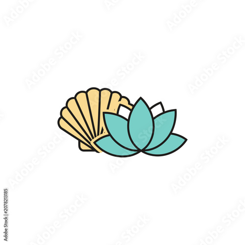 Simple shell and lotus flower symbol.
