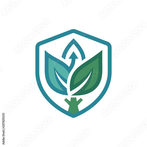 Green shield logo with leaves and upward arrow.