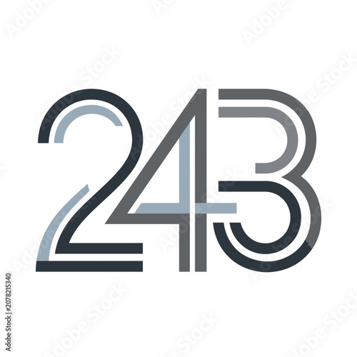 Stylized numbers two four three typography.