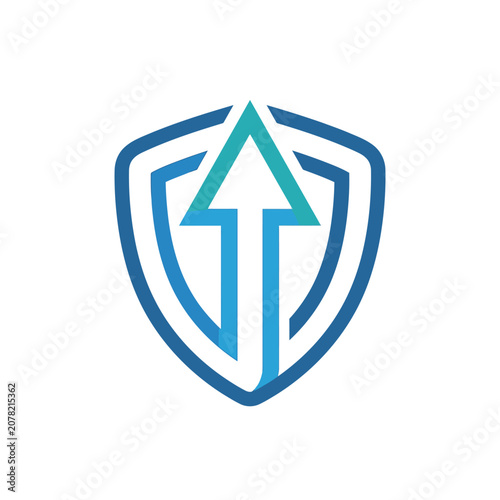 Shield icon with upward arrow representing security and growth