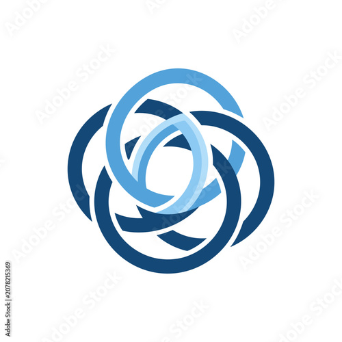 Overlapping blue concentric ring graphic.