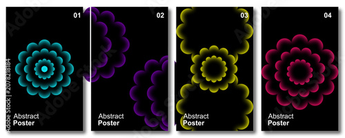 Abstract Neon Circular Energy Ring Digital Artwork