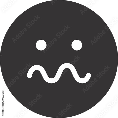 Minimal wavy mouth face emoji icon expressing uncertainty, awkwardness, or hesitation. Ideal for messaging apps, reactions, user interfaces, notifications, and digital communication