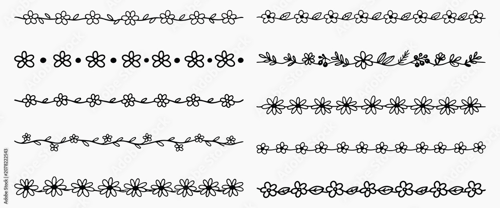 Fototapeta premium Floral borders for creative designs, vector element set