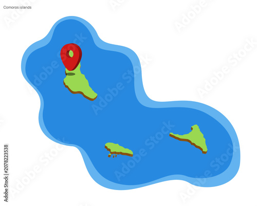 Obraz na płótnie 3d vector illustration of colorful touristic map of Comoros islands country shap