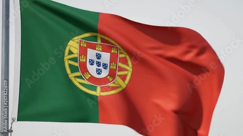Flag of portugal waving in the wind, 3d render of the portuguese national flag
