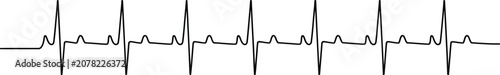 Heartbeat pulse line illustration set, generic EKG waveform ECG medical monitoring and healthcare icons.