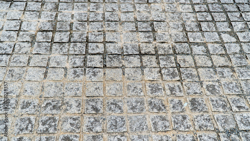 Konstfotografi Gray Square Stone Sett Paving with a Grid Pattern Texture