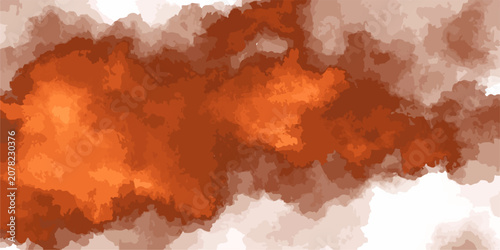 Obraz na plátně Abstract red and yellow watercolor background with fiery smoke clouds, grunge vi
