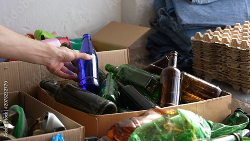 Εκτύπωση καμβά Glass Bottles Waste Recycling. Waste Management