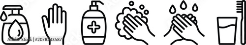 Foto Hygiene vector icon illustration, generic hand washing disinfection and cleanliness symbol for healthcare