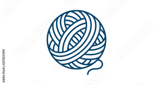 Foto Ball of blue yarn for knitting.