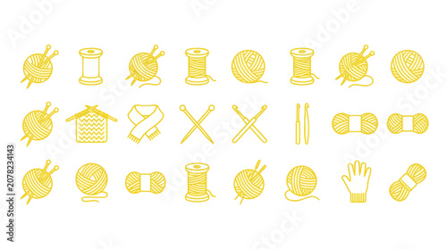 Foto Yellow icons on white background.