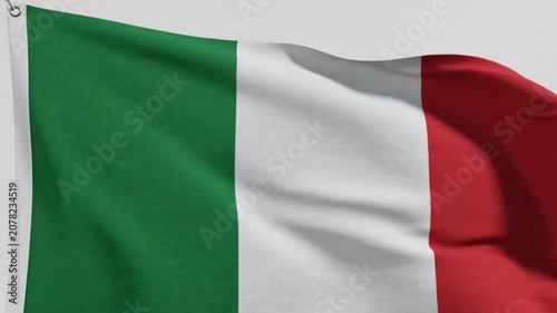 Waving flag of italy against a neutral background