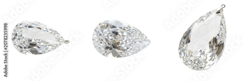 Tableau sur toile Set or collection of isolated pear-shaped diamond gemstone transparent background png, brilliant luxury jewelry, expensive crystal stone, elegant precious treasure
